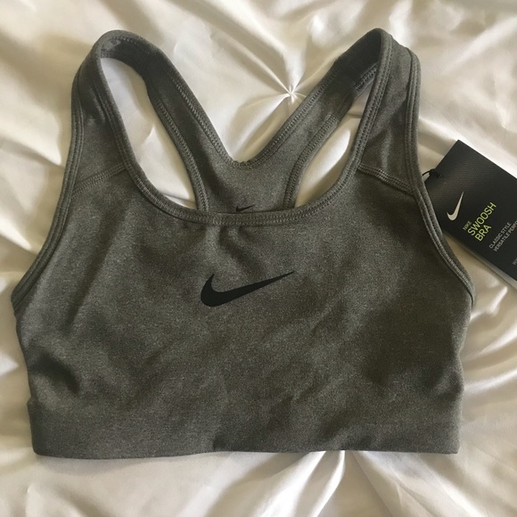 NWT Nike Swoosh Dri-Fit Sports Bra Charcoal Gray - Picture 8 of 10
